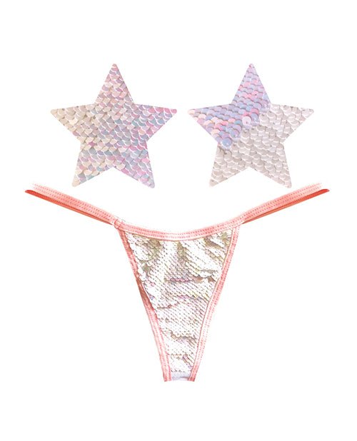 Neva Nude Naughty Knix Princess Bride Flip Sequin G - string & Pasties - Pink/white O/s | Shop Lowest Prices at Funlove.com