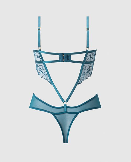 Nova Lace Teddy w/Garters - Jade Blue LG | Shop Lowest Prices at Funlove.com