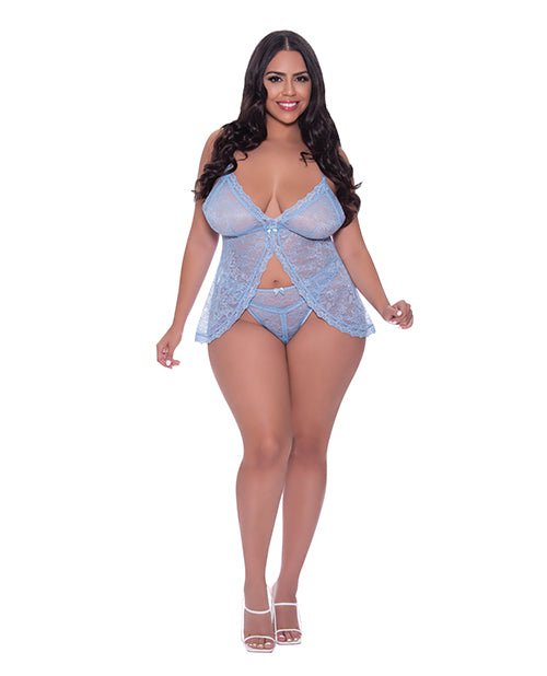 Ooh La Lace Babydoll & Split Crotch Panty Periwinkle QN | Shop Lowest Prices at Funlove.com