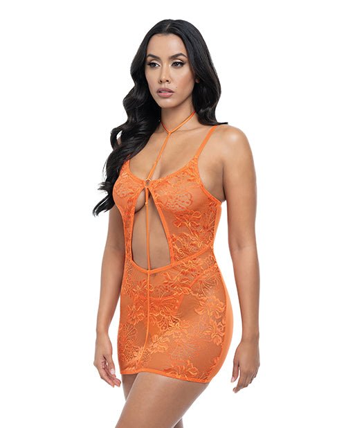 Presley Lace Babydoll w/G - String 2 pc Set - Dragon Fire Orange S/M | Shop Lowest Prices at Funlove.com