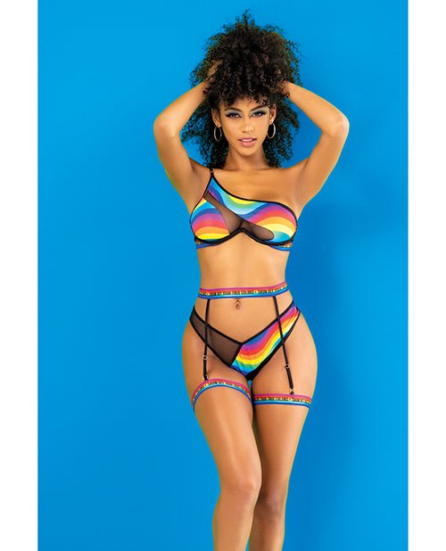 Pride One Shoulder Top, Garter Belt & Panty Black Prints | Shop Lowest Prices at Funlove.com