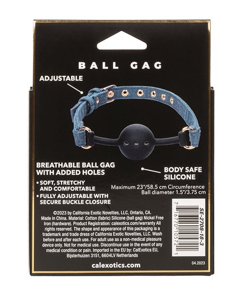 Ride 'Em Premium Denim Collection Ball Gag | Shop Lowest Prices at Funlove.com