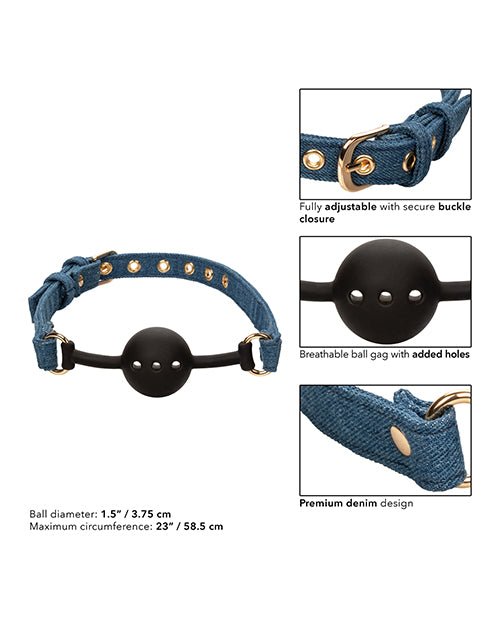 Ride 'Em Premium Denim Collection Ball Gag | Shop Lowest Prices at Funlove.com
