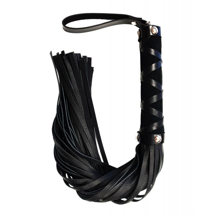 Rouge Short Leather Flogger w/Studs - Black | Shop Lowest Prices at Funlove.com
