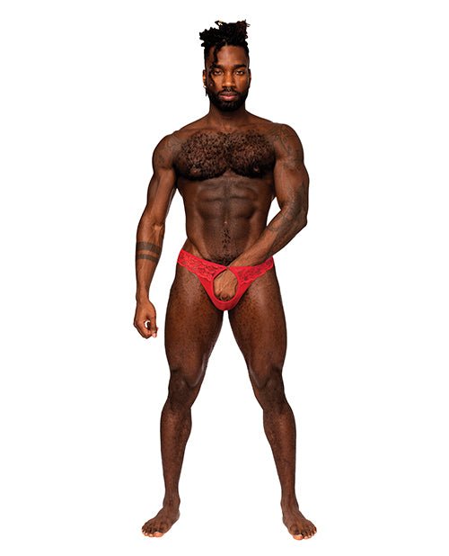 Sassy Lace Open Ring Thong Red L/XL | Shop Lowest Prices at Funlove.com