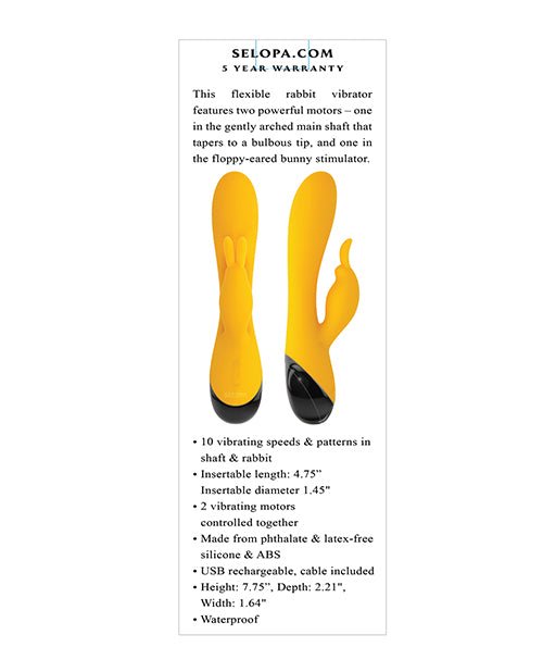 Selopa Buzzz Bunny Rabbit Vibrator - Yellow/Black | Shop Lowest Prices at Funlove.com