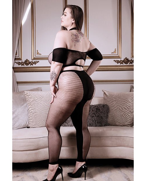 Sheer Fantasy Missing You Opaque & Net Off Should Top w/Leggings Black QN | Shop Lowest Prices at Funlove.com