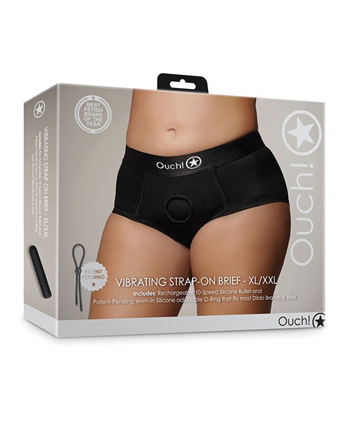 Shots Ouch Vibrating Strap On Brief - Black XL/XXL | Shop Lowest Prices at Funlove.com