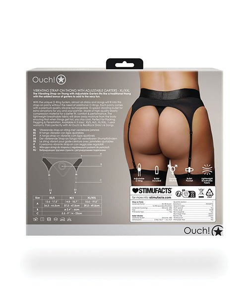 Shots Ouch Vibrating Strap On Thong w/Adjustable Garters - Black XL/XXL | Shop Lowest Prices at Funlove.com