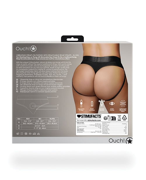 Shots Ouch Vibrating Strap On Thong w/Removable Rear Straps - Black XL/XXL | Shop Lowest Prices at Funlove.com