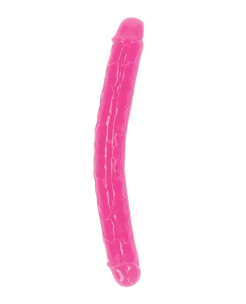 Shots RealRock 12" Double Dong Glow in the Dark - Neon Pink | Shop Lowest Prices at Funlove.com
