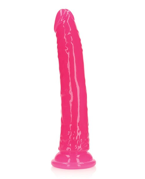 Shots RealRock 9" Slim Dildo Glow in the Dark - Neon Pink | Shop Lowest Prices at Funlove.com