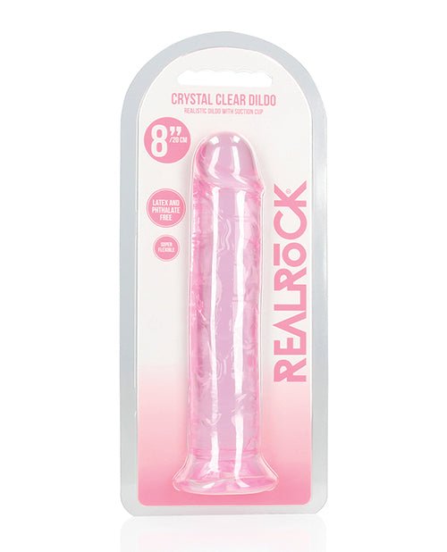 Shots RealRock Crystal Clear 8" Straight Dildo w/Suction Cup - Pink | Shop Lowest Prices at Funlove.com