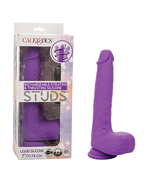 Silicone Studs Rechargeable Gyrating & Thrusting Vibrator - Purple | Shop Lowest Prices at Funlove.com