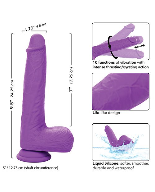 Silicone Studs Rechargeable Gyrating & Thrusting Vibrator - Purple | Shop Lowest Prices at Funlove.com