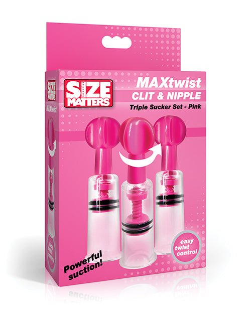Size Matters MAXtwist Clit & Nipple Triple Sucker Set - Pink | Shop Lowest Prices at Funlove.com