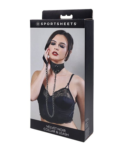 Sportsheets Velvet Noir Collar & Leash - Black | Shop Lowest Prices at Funlove.com