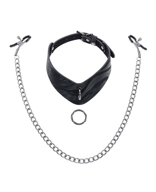 Sportsheets Velvet Noir Collar & Removable Clamps - Black | Shop Lowest Prices at Funlove.com