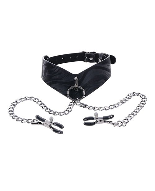 Sportsheets Velvet Noir Collar & Removable Clamps - Black | Shop Lowest Prices at Funlove.com