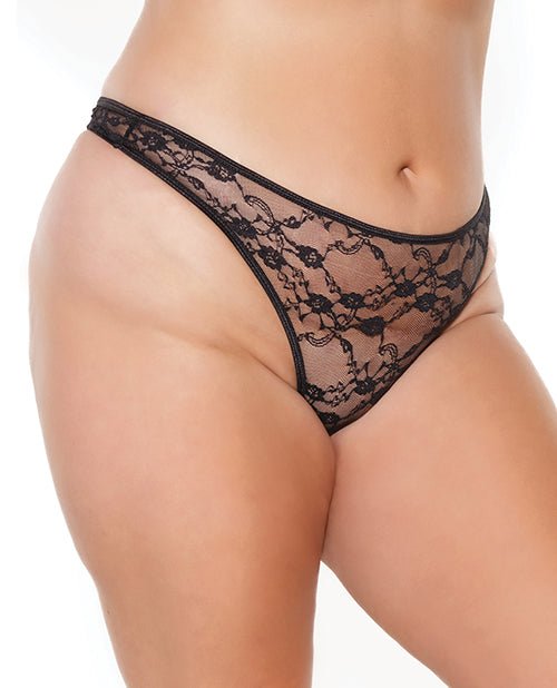 Stretch Lace High Leg Thong Black XL | Shop Lowest Prices at Funlove.com
