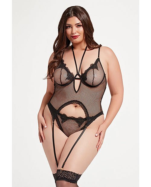 Stretch Mesh and Lace Cami w/Thong 2 pc Set - Black QN | Shop Lowest Prices at Funlove.com