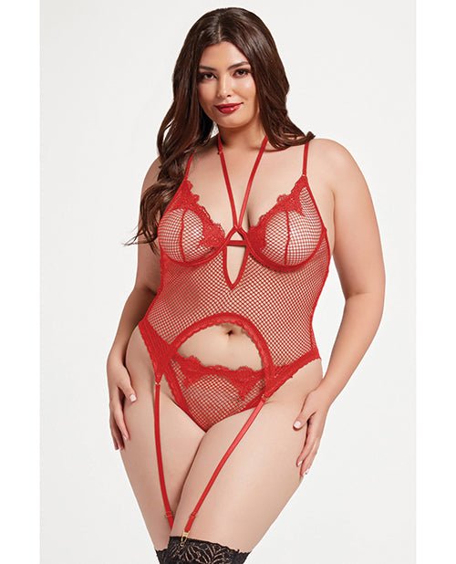 Stretch Mesh and Lace Cami w/Thong 2 pc Set - Red QN | Shop Lowest Prices at Funlove.com