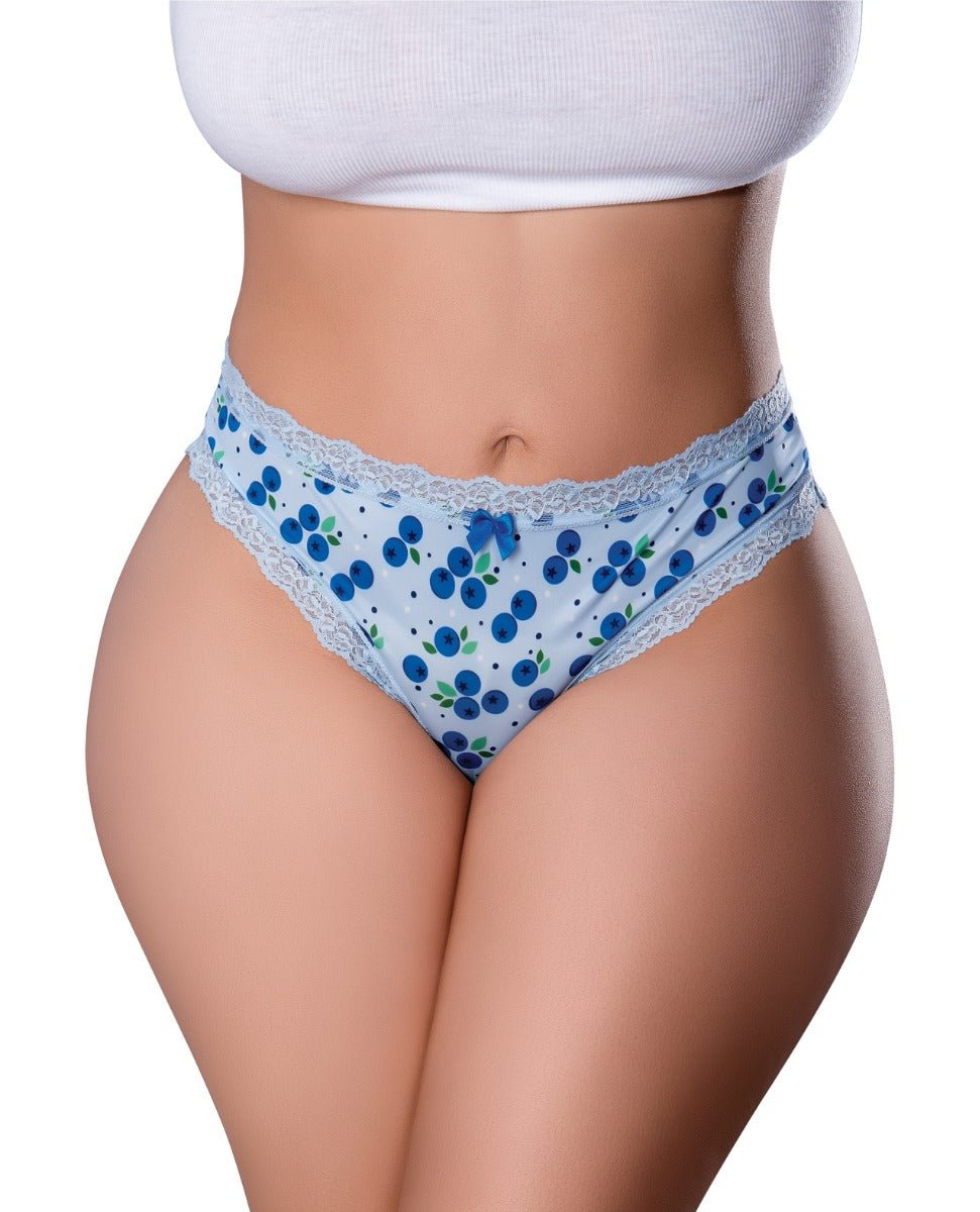 Sweet Treats Crotchless Thong w/Wicked Sensual Care Blueberry Lube - Blue QN | Shop Lowest Prices at Funlove.com