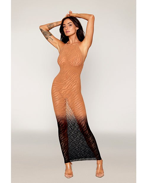 Two - Tone Ombre Seamless Zebra Knit Bodystocking Gown | Shop Lowest Prices at Funlove.com