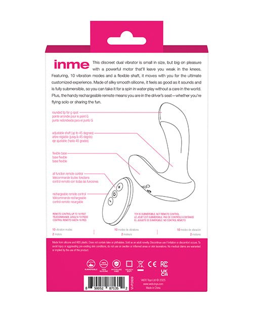 VeDO Inme Rechargeable Dual Vibe w/Remote Control - Pink | Shop Lowest Prices at Funlove.com