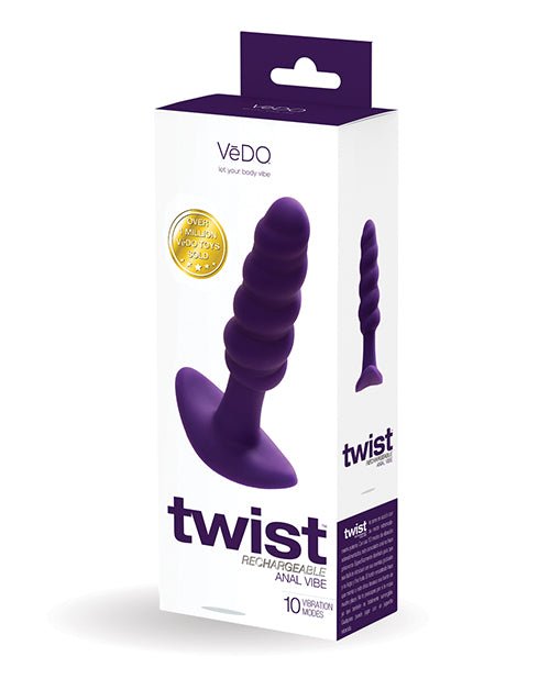 VeDO Twist Rechargeable Anal Plug - Purple | Shop Lowest Prices at Funlove.com