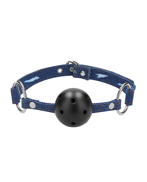 Shots Ouch Breathable Ball Gag W/denim Straps | Blue