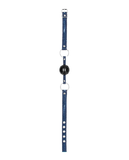 Shots Ouch Breathable Ball Gag W/denim Straps | Blue