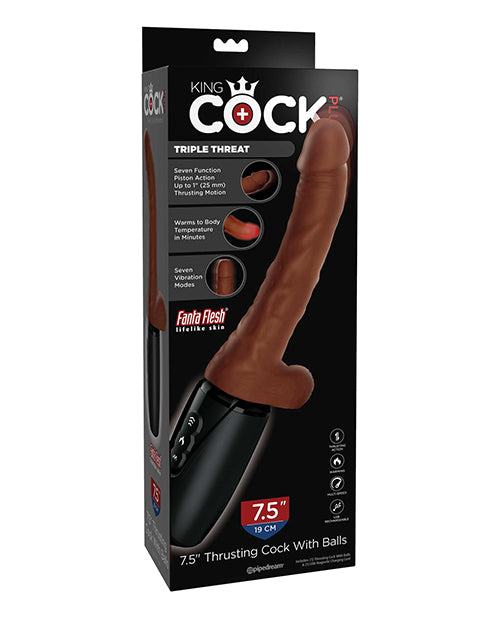 King Cock Plus Thrusting, Warming & Vibrating 7.5" Triple Threat Dong