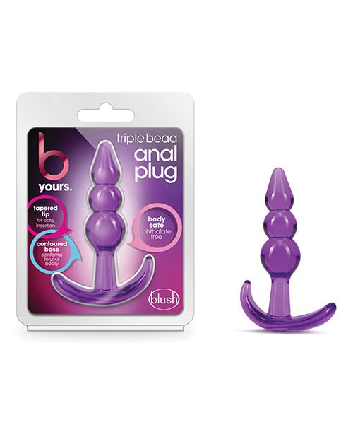 B Yours Triple Bead Anal Plug - Purple | Shop Lowest Prices at Funlove.com