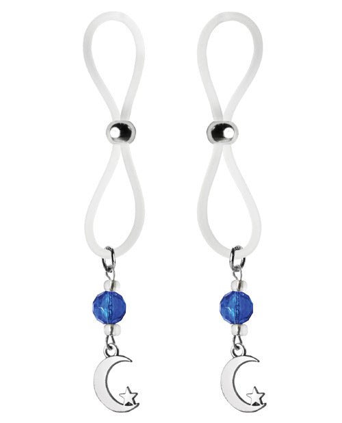 Bijoux De Nip Nipple Halos Moon & Star Charm - Blue/clear | Shop Lowest Prices at Funlove.com