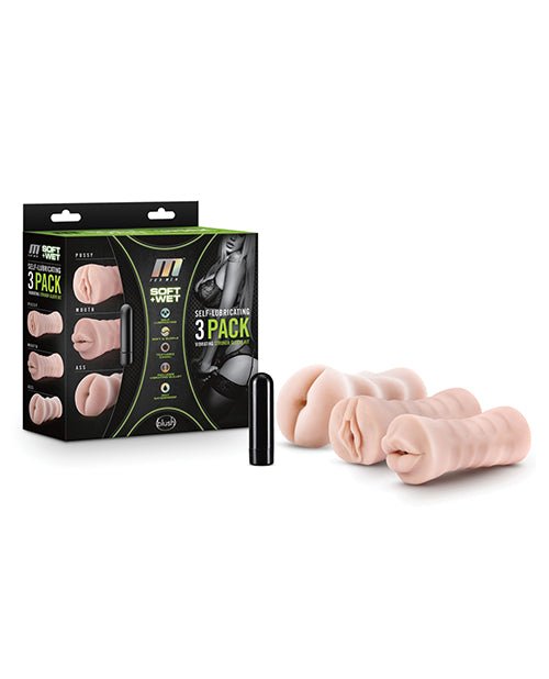 Blush M For Men Self Lubricating Vibrating Stroker Sleeve Kit - Vanilla Pack Of 3 | Shop Lowest Prices at Funlove.com