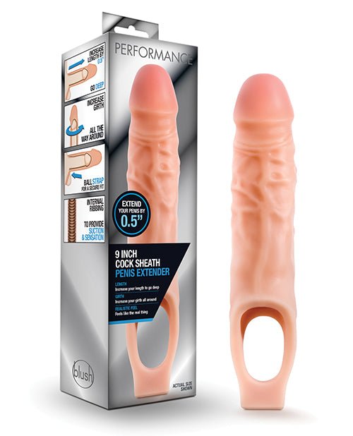 Blush Performance 9" Cock Sheath Penis Extender - Flesh | Shop Lowest Prices at Funlove.com