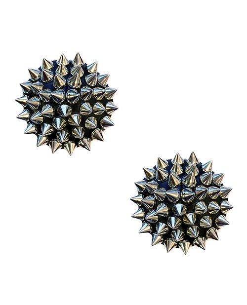 Burlesque Bowser Spike Pleather Reusable Silicone Nipztix - Silver/black O/s | Shop Lowest Prices at Funlove.com