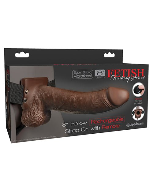 Fetish Fantasy Series 8" Hollow Rechargeable Strap On W/remote - Brown | Shop Lowest Prices at Funlove.com