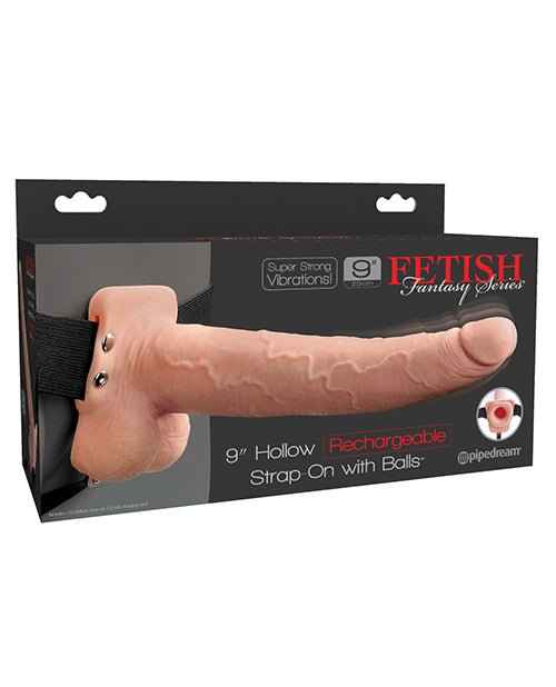 Fetish Fantasy Series 9" Hollow Rechargeable Strap On W/balls - Flesh | Shop Lowest Prices at Funlove.com