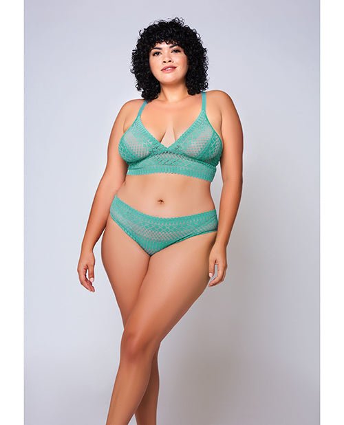 Geometric Lace Bralette & Hipster Teal | Shop Lowest Prices at Funlove.com