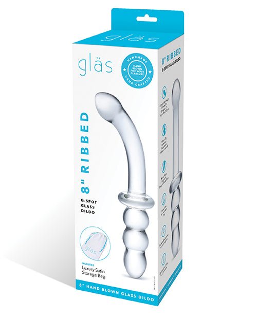 Glas 8" Ribbed G - spot Glass Dildo | Shop Lowest Prices at Funlove.com