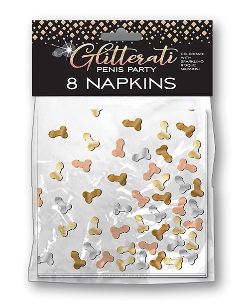 Glitterati Penis Party Napkins - Pack Of 8 | Shop Lowest Prices at Funlove.com