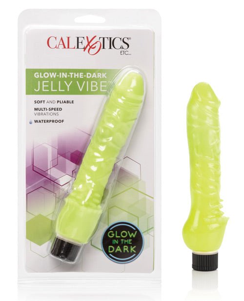 Glow - in - the - dark 7" Jelly Penis Vibe - Green | Shop Lowest Prices at Funlove.com