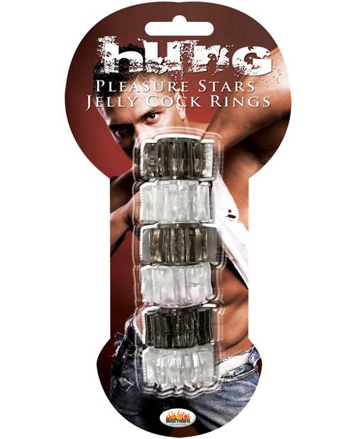 Hung Pleasure Stars Jelly Cock Rings - Black/clear | Shop Lowest Prices at Funlove.com
