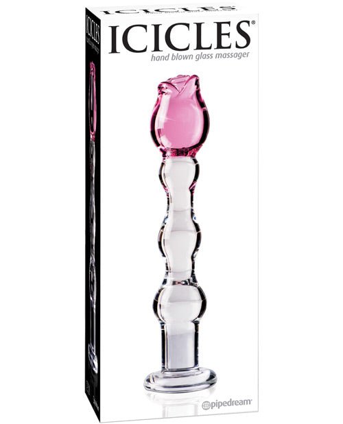Icicles No. 12 Hand Blown Glass Massager - Clear W/rose Tip | Shop Lowest Prices at Funlove.com