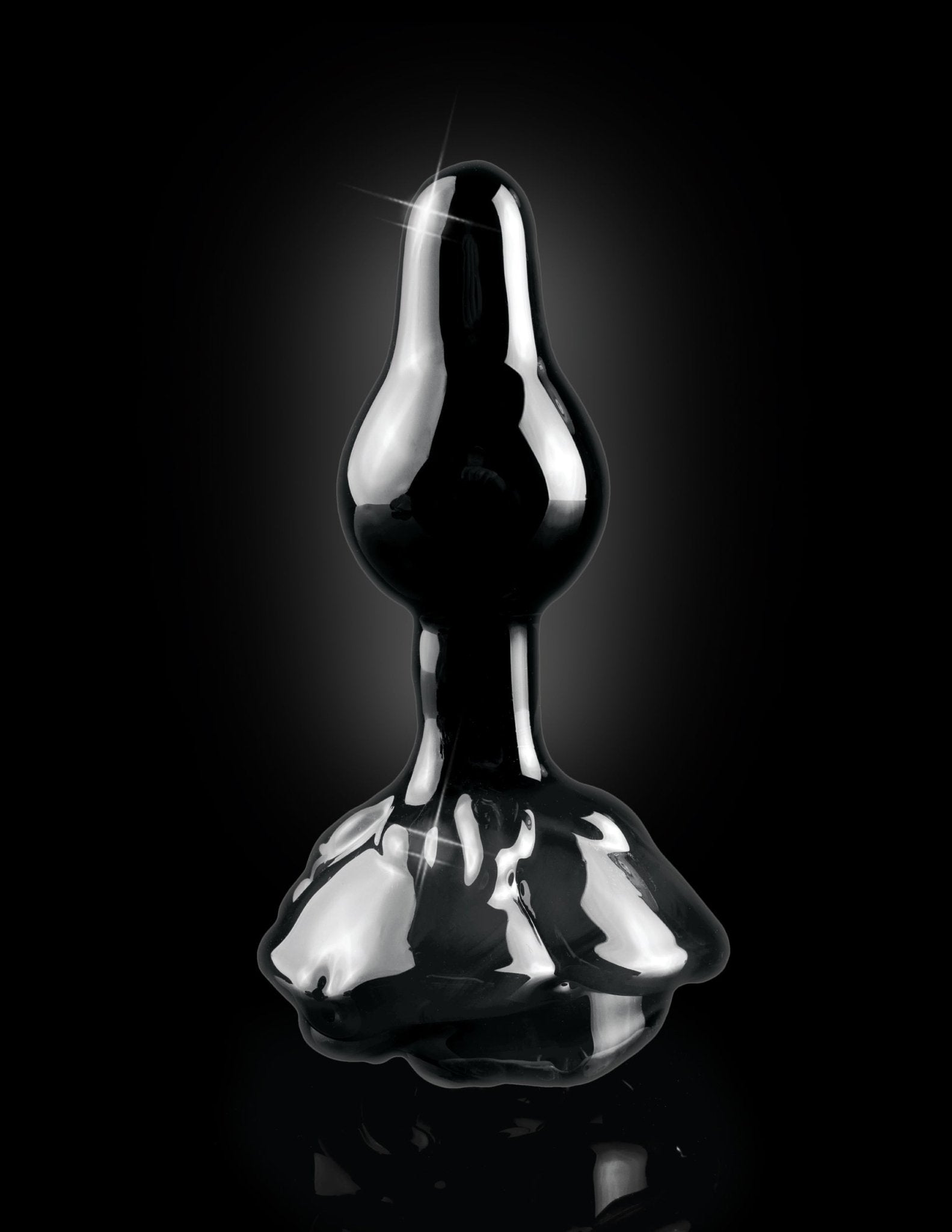 Icicles No. 77 Hand Blown Glass Rose Butt Plug - Black | Shop Lowest Prices at Funlove.com