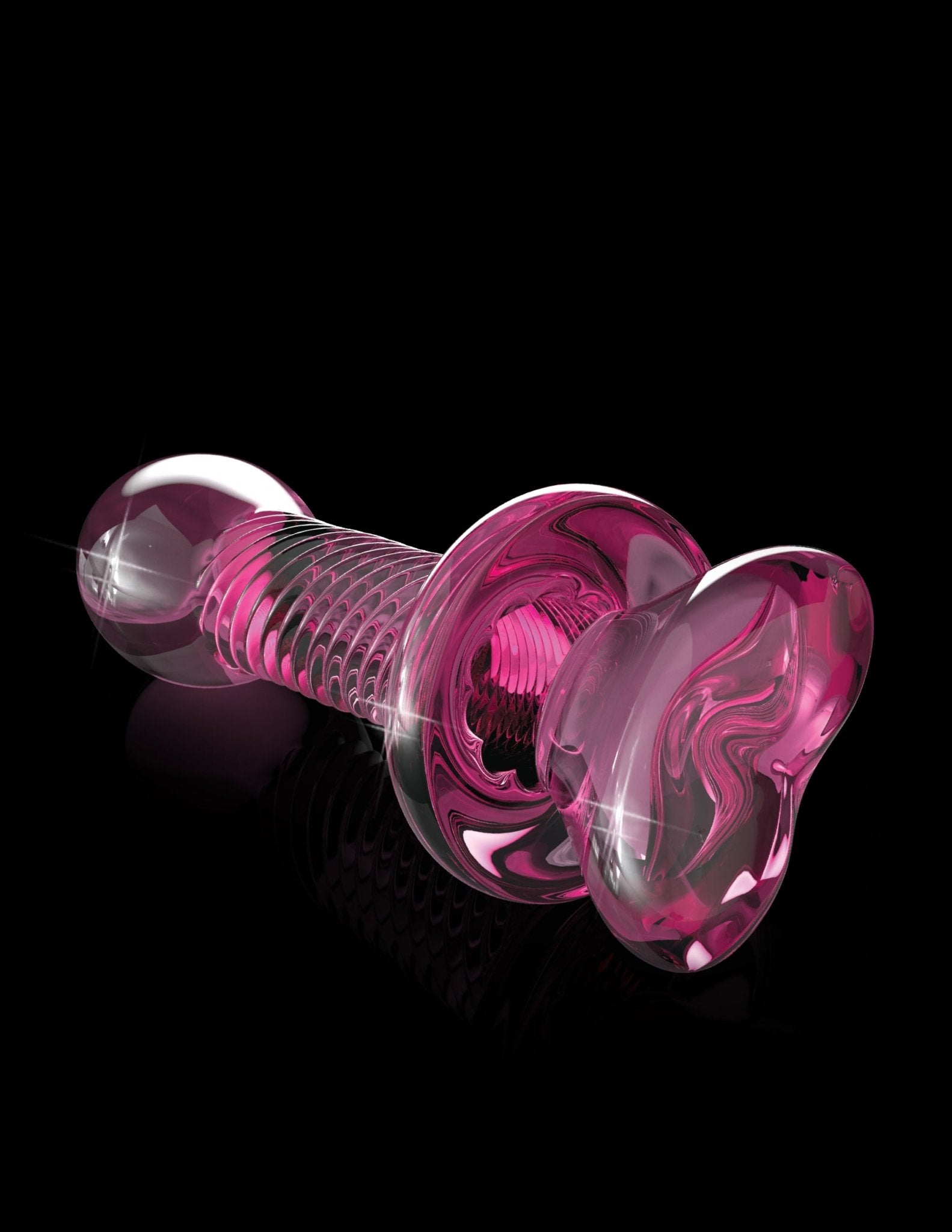 Icicles No. 82 Hand Blown Glass Butt Plug - Ribbed/pink | Shop Lowest Prices at Funlove.com
