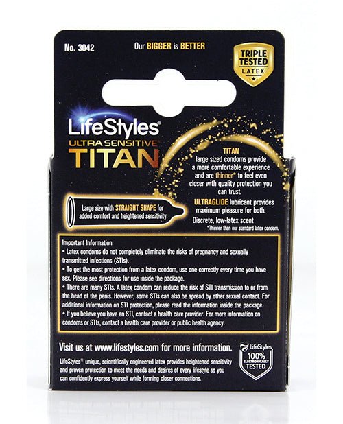 Lifestyles Ultra Sensitive Titan Condom - Pack Of 3 | Shop Lowest Prices at Funlove.com