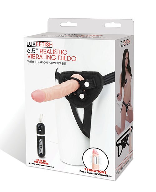 Lux Fetish 6.5" Realistic Vibrating Dildo W/strap On Harness Set | Shop Lowest Prices at Funlove.com